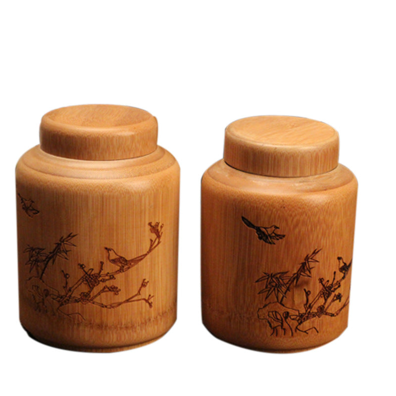 Divine Flow™ Natural Bamboo Tea Canister with Lid