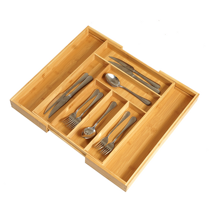 Divine Flow™ Premium Bamboo Cutlery Organizer