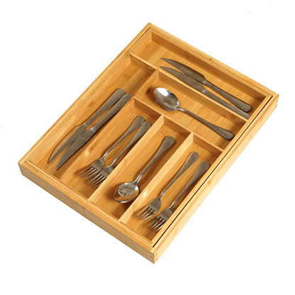Divine Flow™ Premium Bamboo Cutlery Organizer