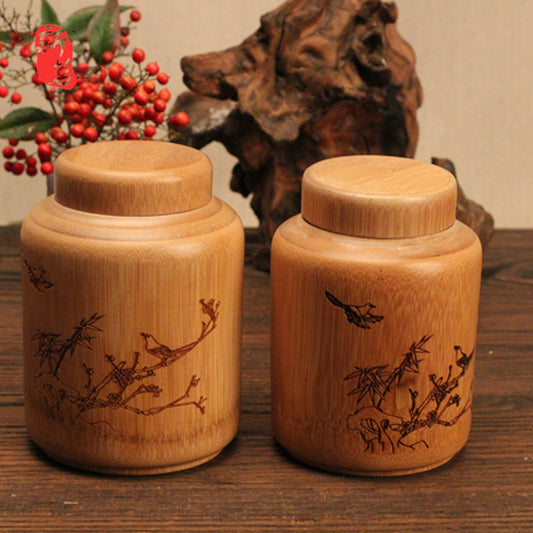 Divine Flow™ Natural Bamboo Tea Canister with Lid