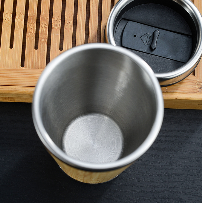 Divine Flow™ Bamboo Stainless Steel Travel Coffee Cup