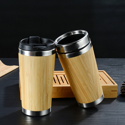 Divine Flow™ Bamboo Stainless Steel Travel Coffee Cup