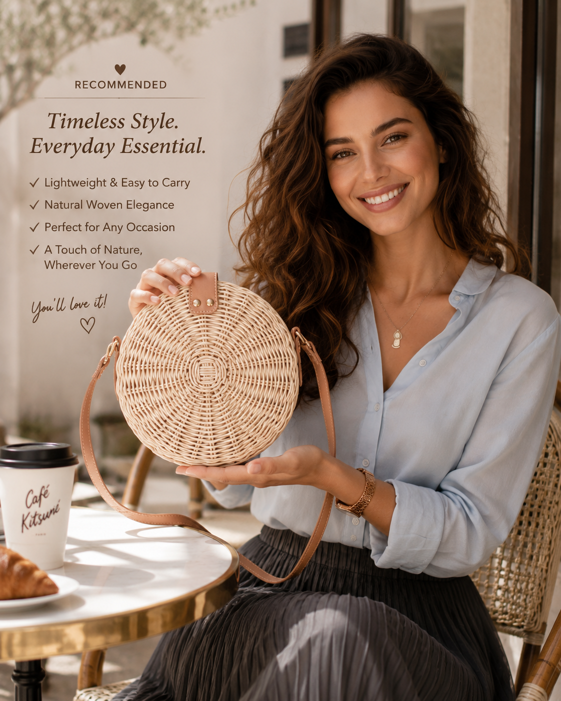 Divine Flow™ Rattan Round Crossbody Bag
