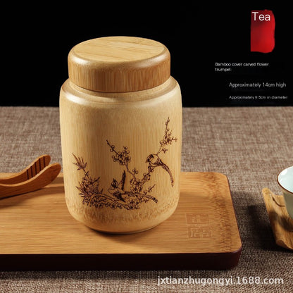Divine Flow™ Natural Bamboo Tea Canister with Lid