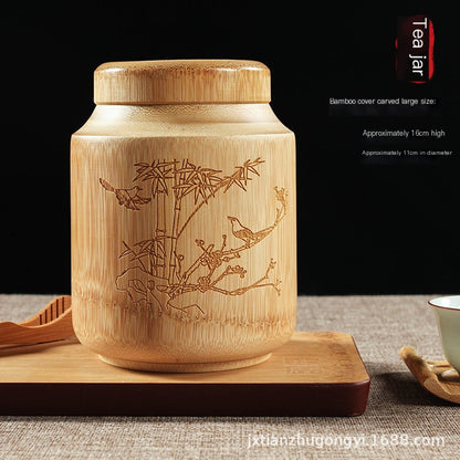 Divine Flow™ Natural Bamboo Tea Canister with Lid