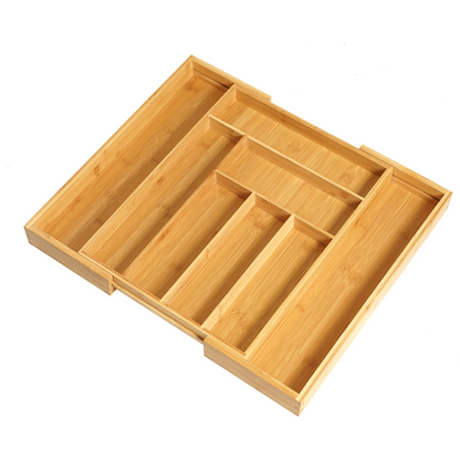 Divine Flow™ Premium Bamboo Cutlery Organizer