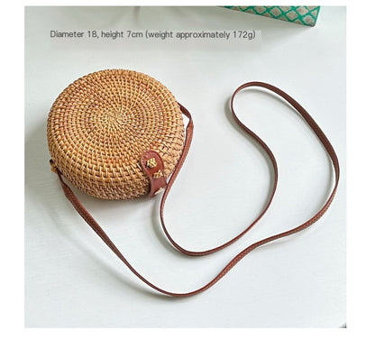 Divine Flow™ Round Rattan Shoulder Bag