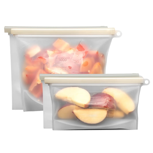 Divine Flow™ Reusable Silicone Food Storage Bags (4-Pack)